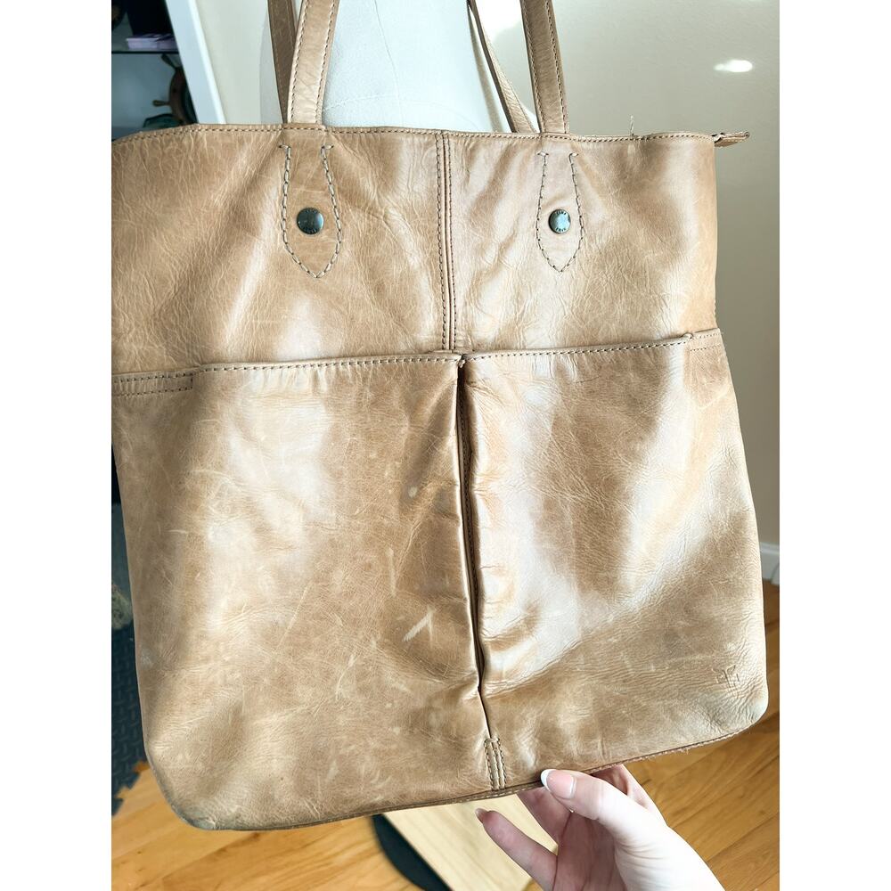 Frye Brown and Tan Leather Tote Bag with Classic Design - Picture 3 of 10